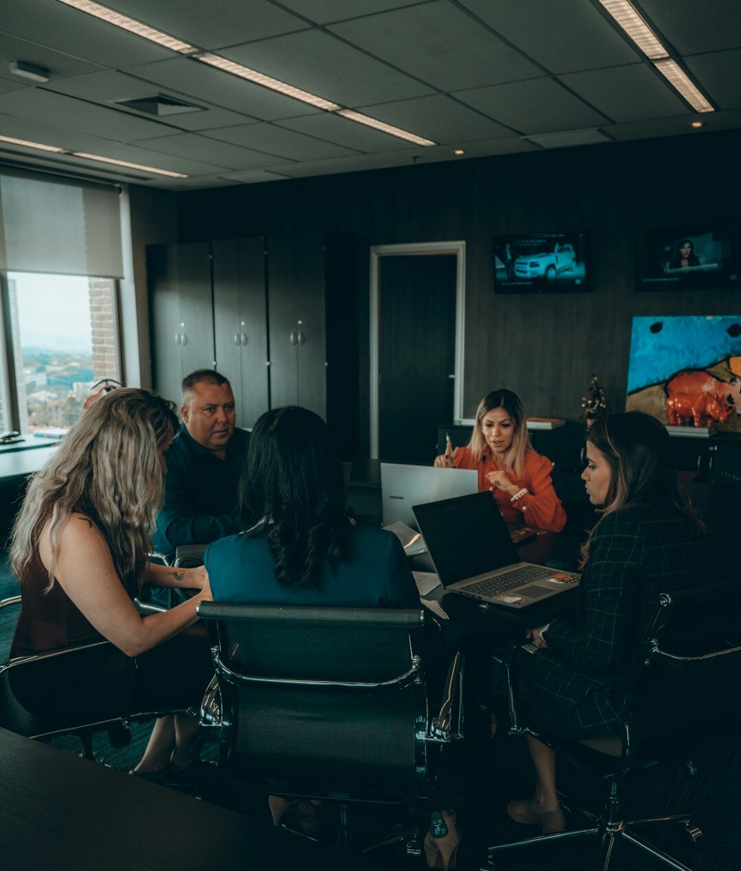 team discussion in office