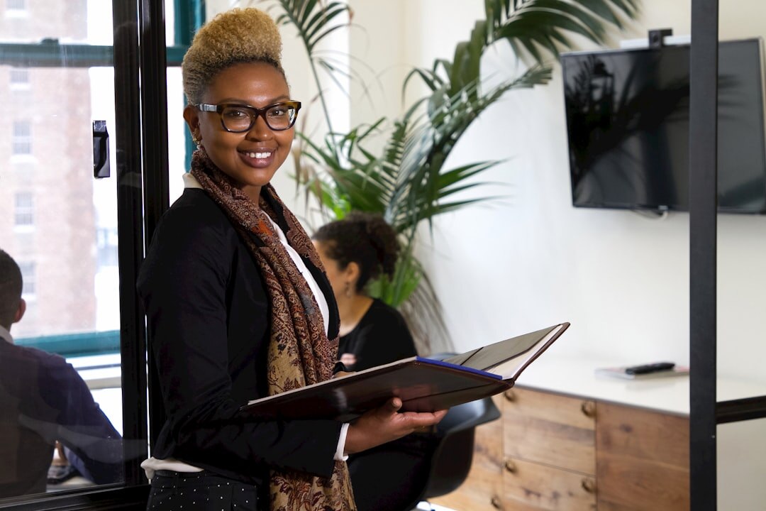 woman leading business meeting